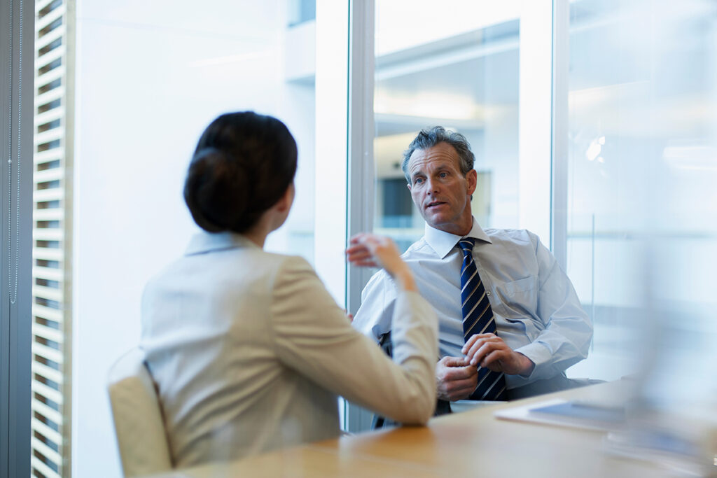 Employee meeting with manager about a workplace write-up